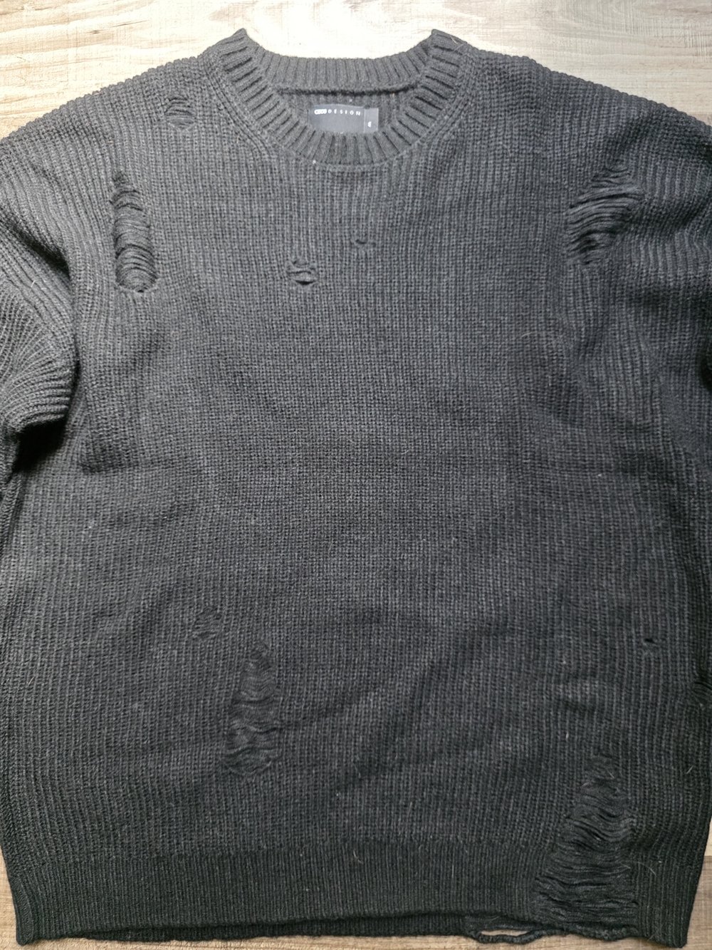 ASOS Men's Distressed Grunge Sweater In Black - Picture 2 of 9